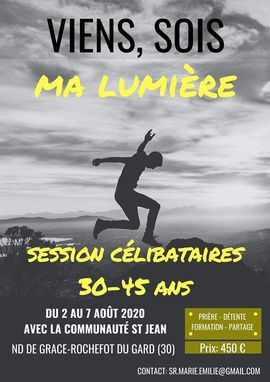 Flyer session célibataires chrétiens viens sois ma lumière